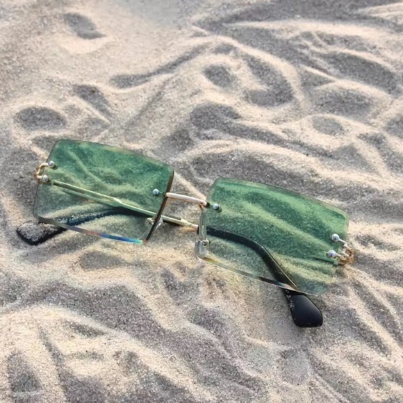 Unisex // Rectangle Rimless Glasses - Picture 2 of 2